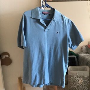 Vineyard Vines baby blue polo with two buttons